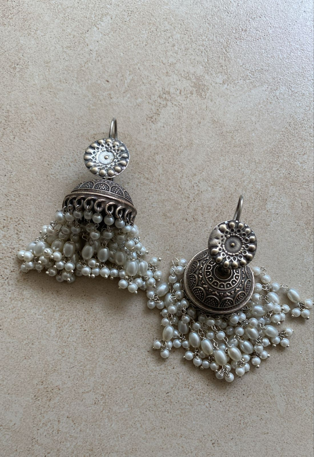 Antique pearl jhumki earrings