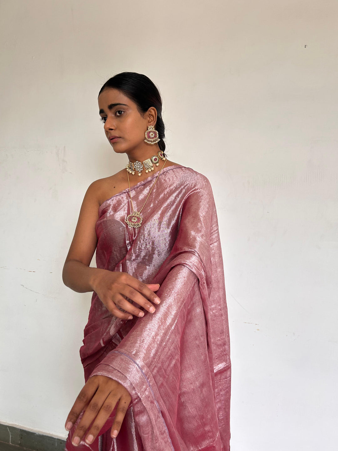 Fushia  pink saree
