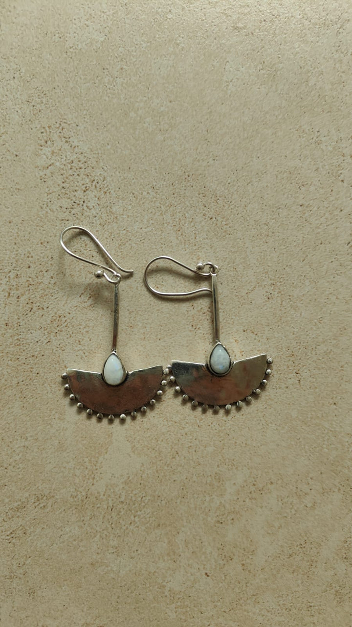 Fan silver earrings