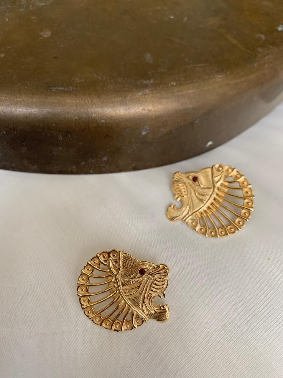 Gold Lioness Earrings