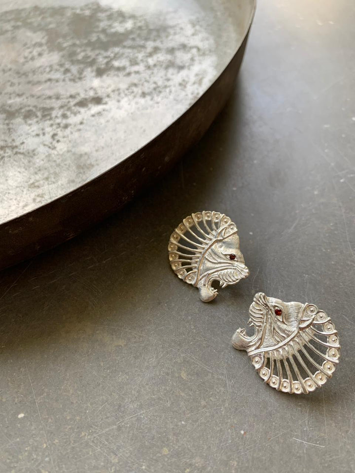 Silver Lioness Earrings