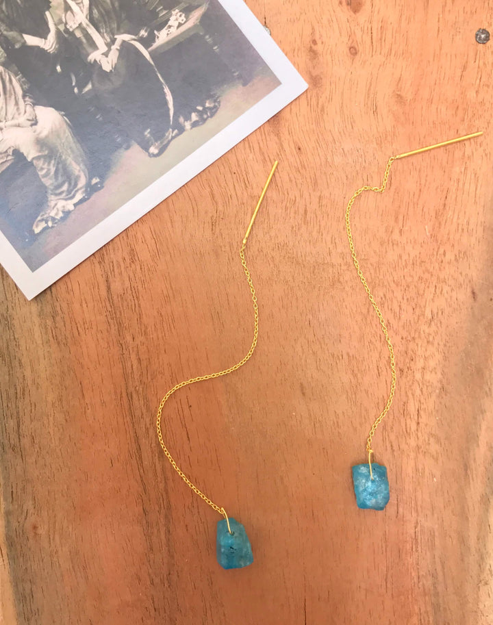 Blue Topaz Chain Earrings
