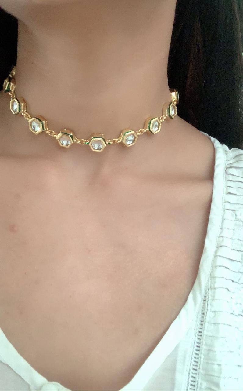 Hexa Polki Choker Necklace