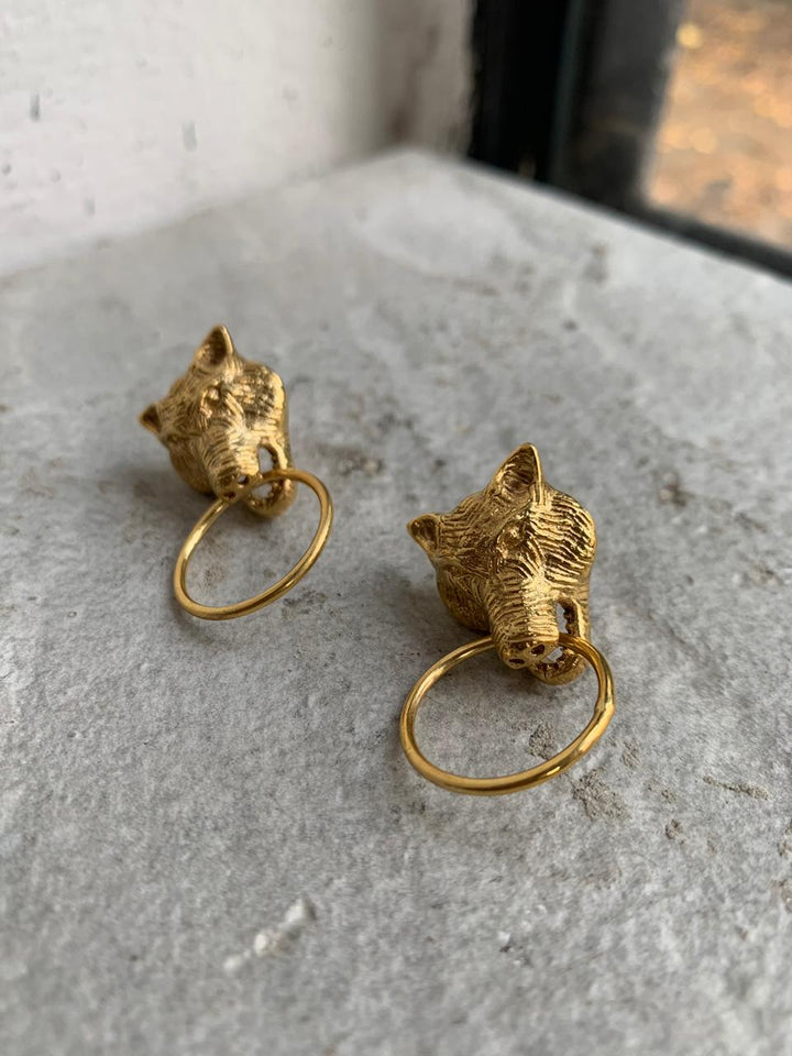 Wolf Knob Earrings