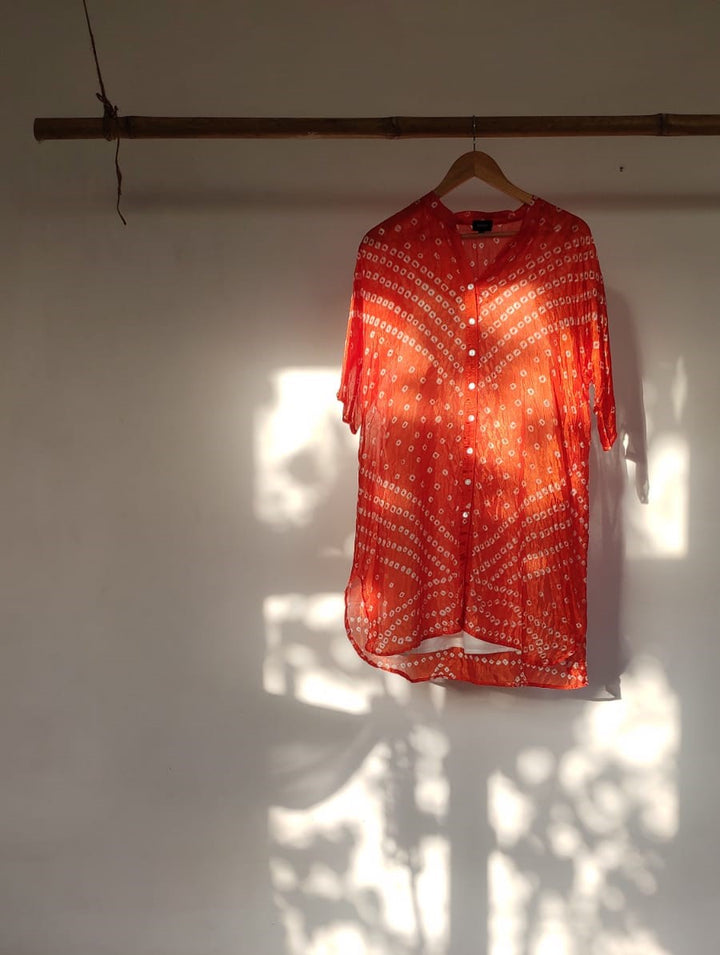 Bandhej Dress (Deep Orange)