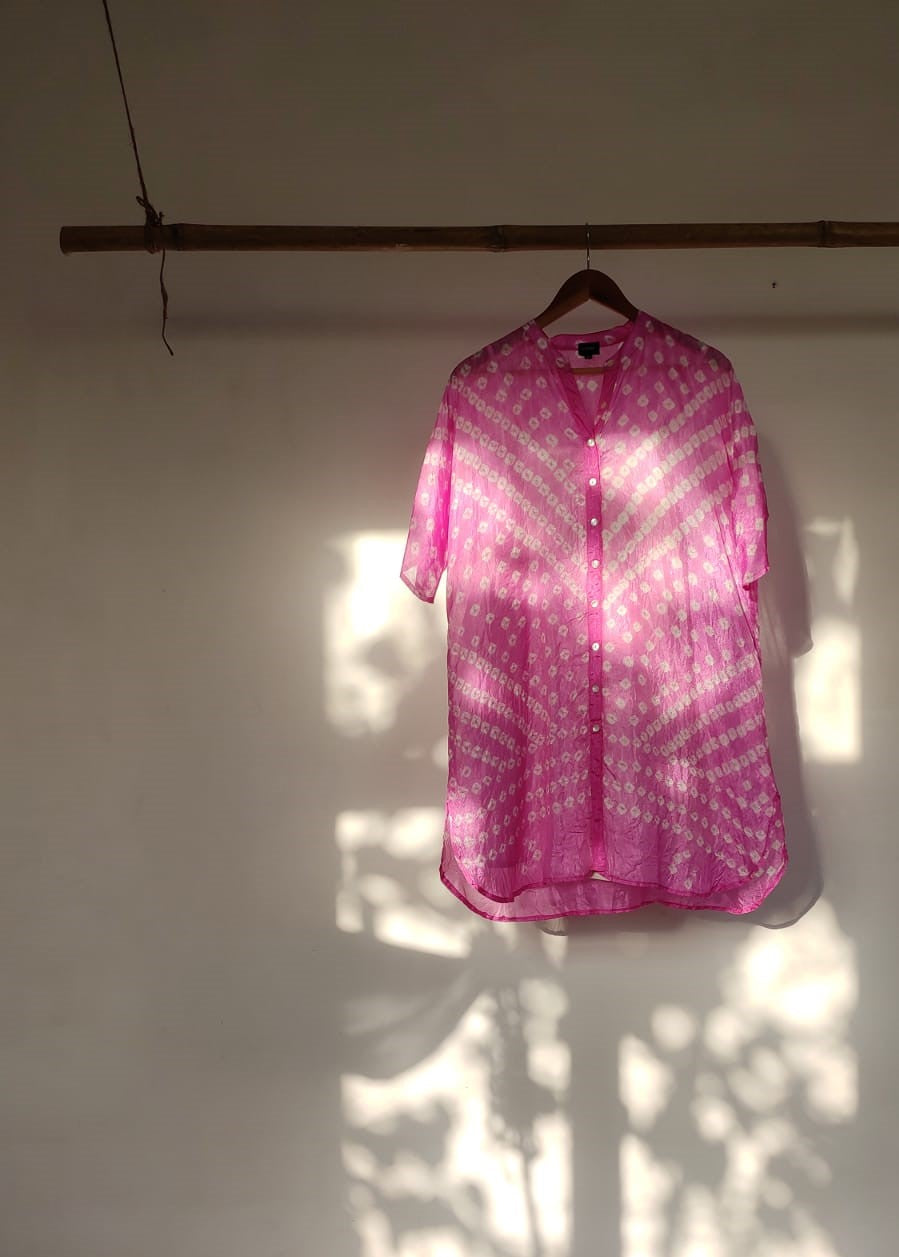 Bandhej Dress (Baby Pink)