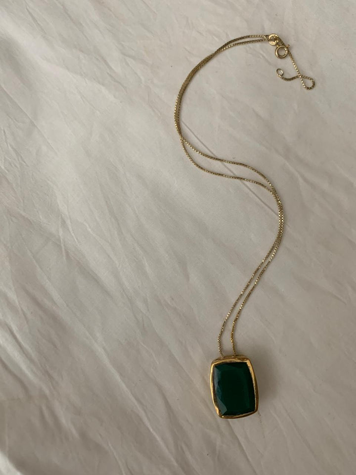 Green Tablet Pendant Necklace