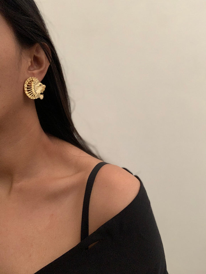 Gold Lioness Earrings