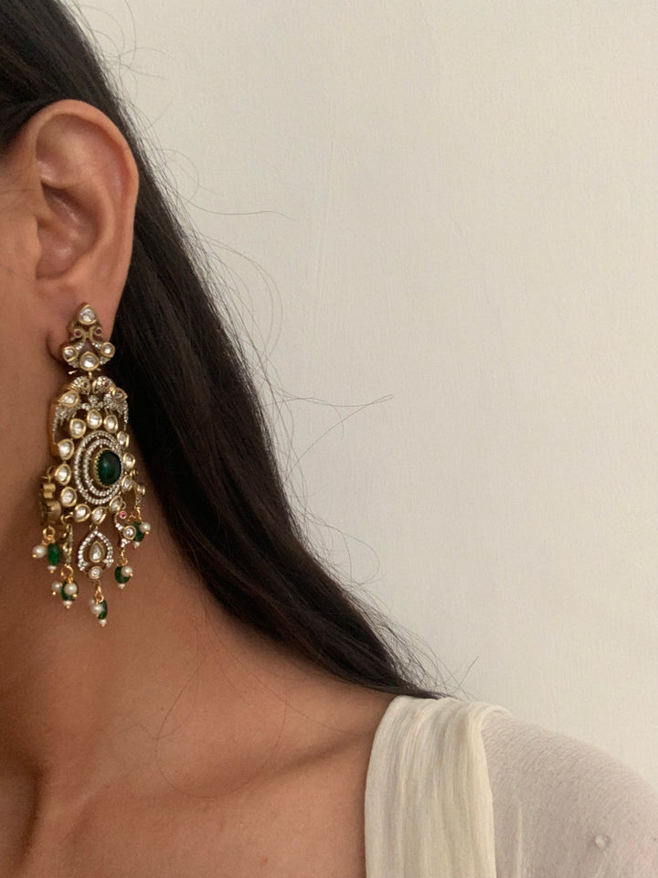 Green Zari Earrings