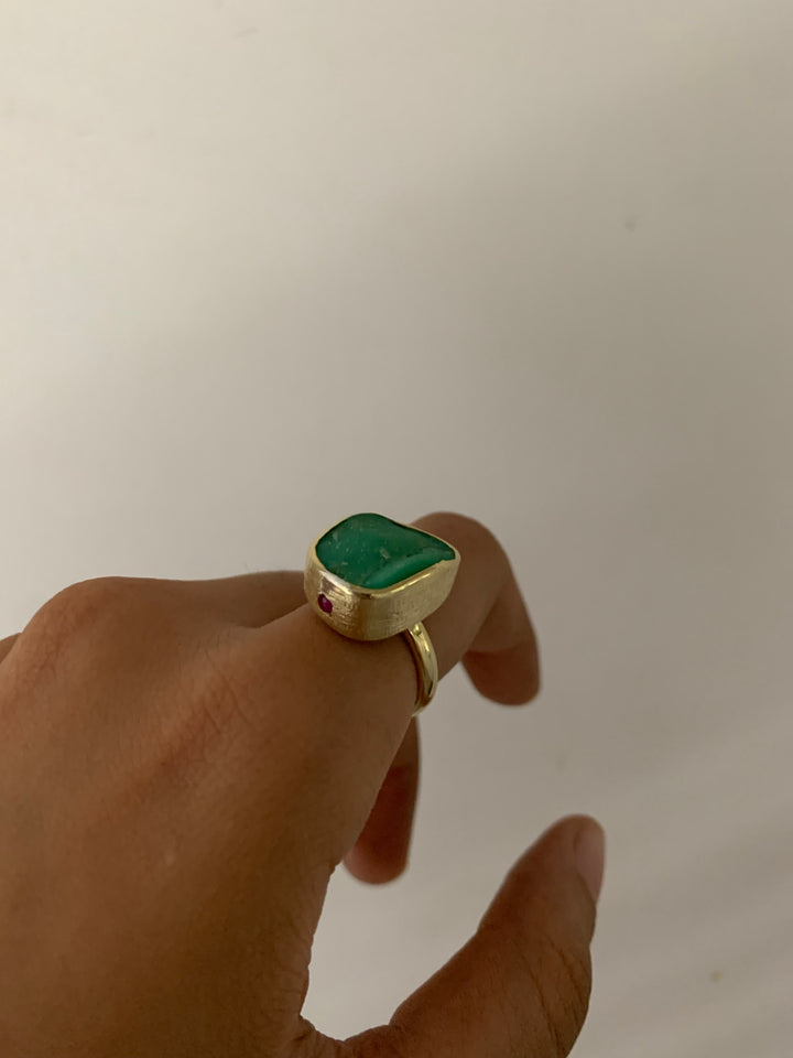 Rhodolite Chrysoprase Ring