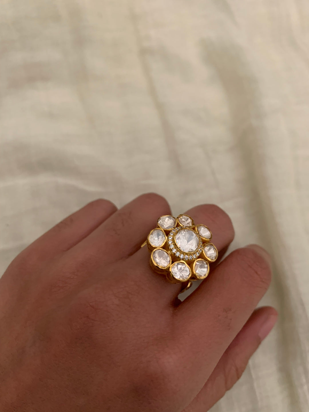 Polki Flower Ring