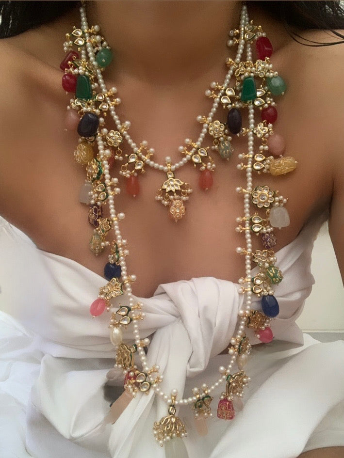 Navratan Tumble Necklace Set