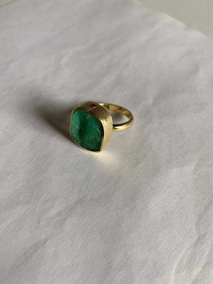 Rhodolite Chrysoprase Ring