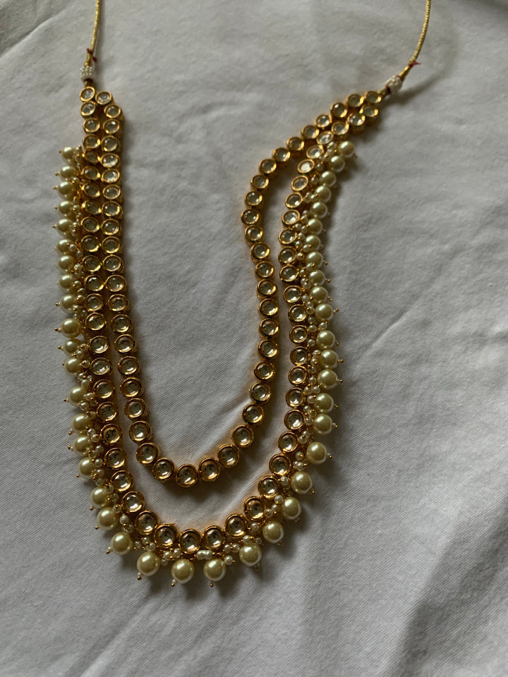 Long Polki Strand Necklace Set