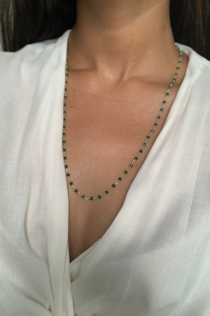 Green Chalcedony String Necklace