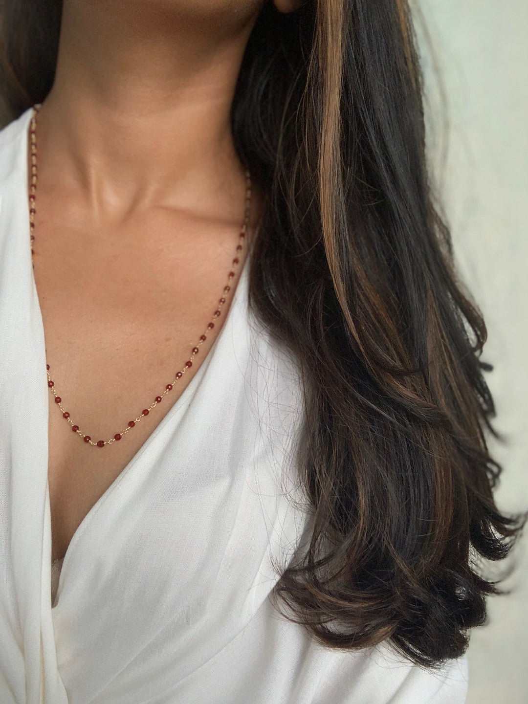 Red Onyx String Necklace