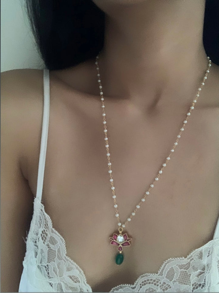 Pink Lotus Necklace