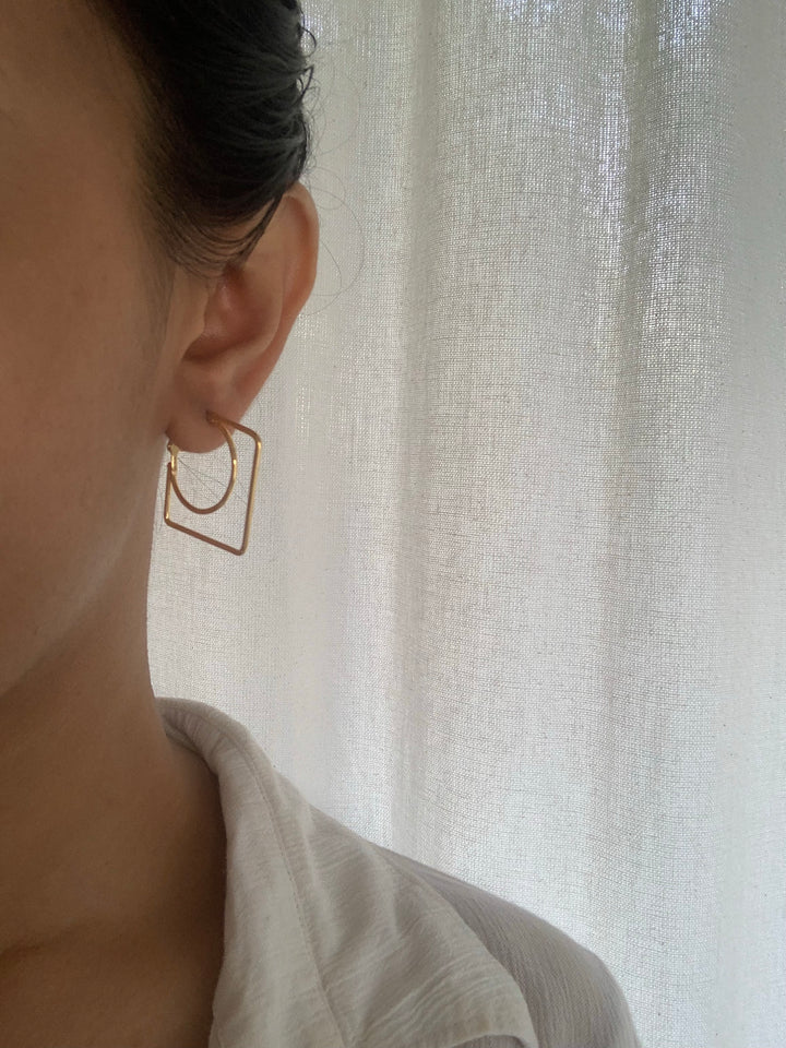 Square Circ Hoop Earrings