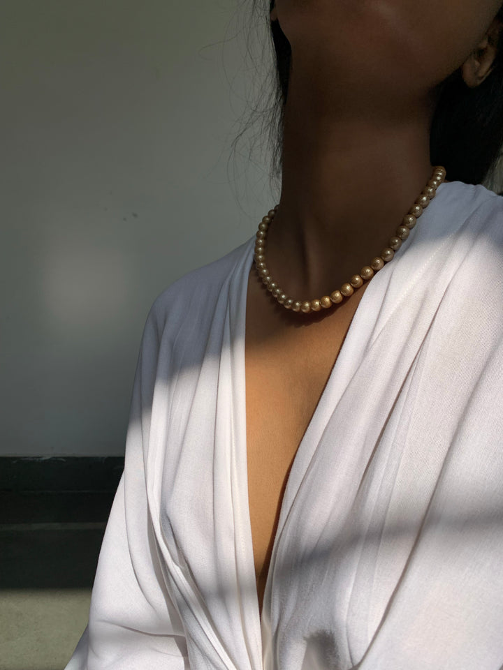 Gold Pearl Charm Necklace